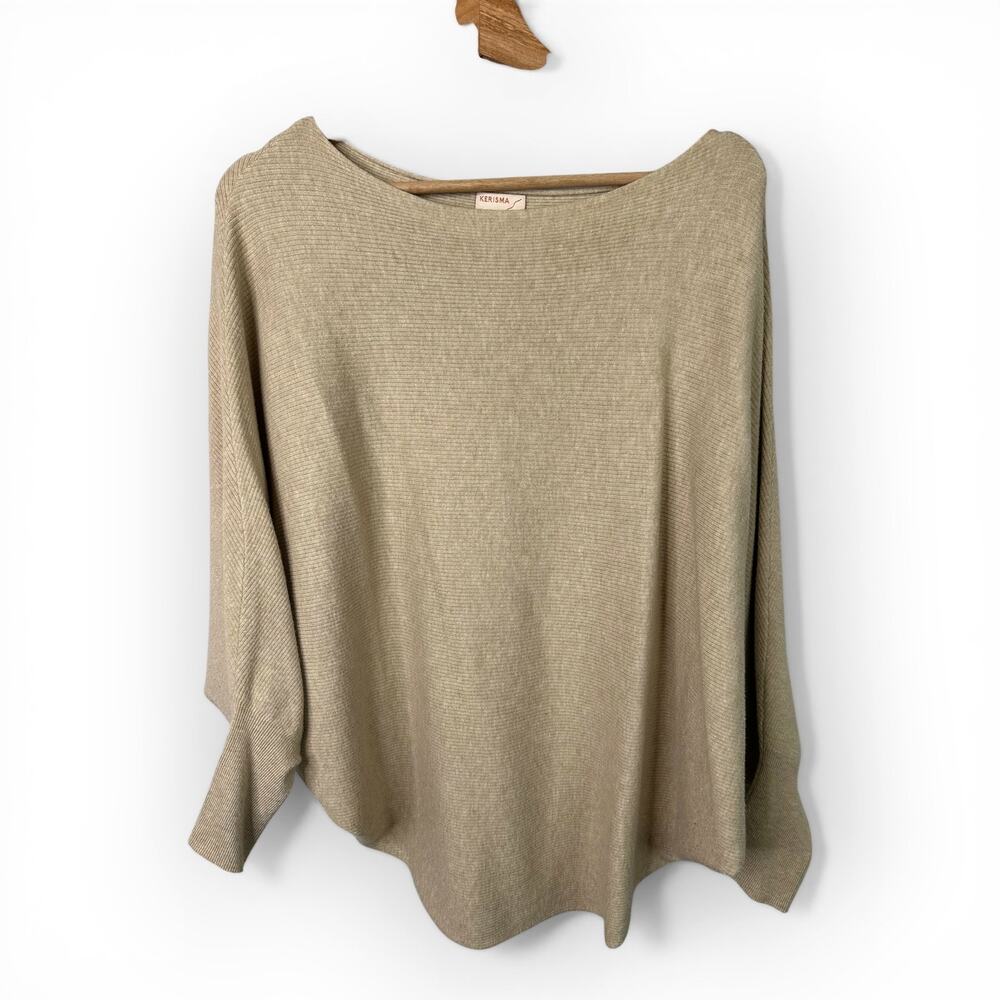 Kerisma Womens Small Medium Poncho Boat Neck Sweater Beachy Coastal